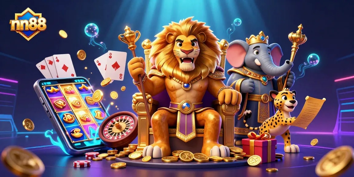 Experience the thrill of nn88 with vibrant online casino elements and energetic characters in action.