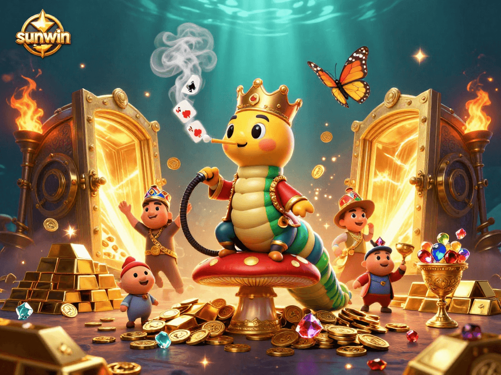 Experience thrilling poker hands in this vibrant sunwin illustration featuring enchanting casino elements.