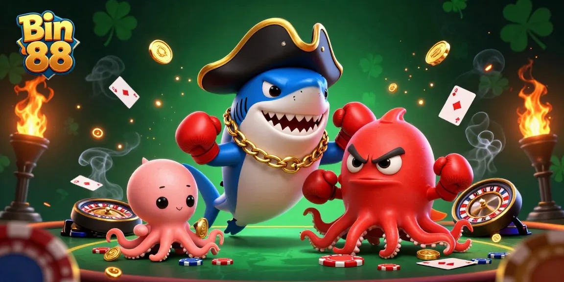Experience thrilling gameplay at Bin 88 with pirate-themed characters, poker chips, and roulette elements.