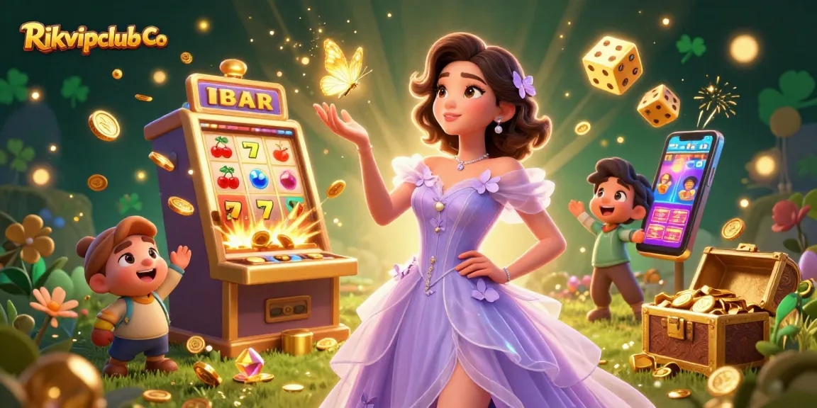 Spin and win big at Rikvipclub Co with vibrant casino-themed illustrations.