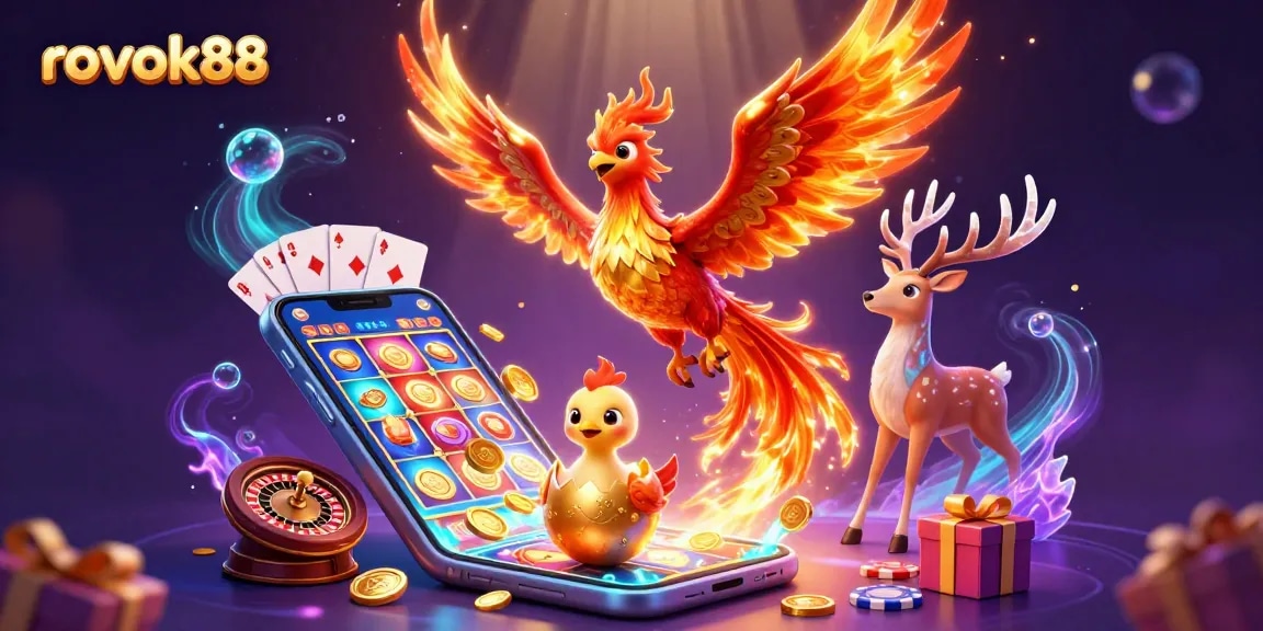 Experience the thrill with rokok88 as the vibrant phoenix soars amidst dynamic casino elements.
