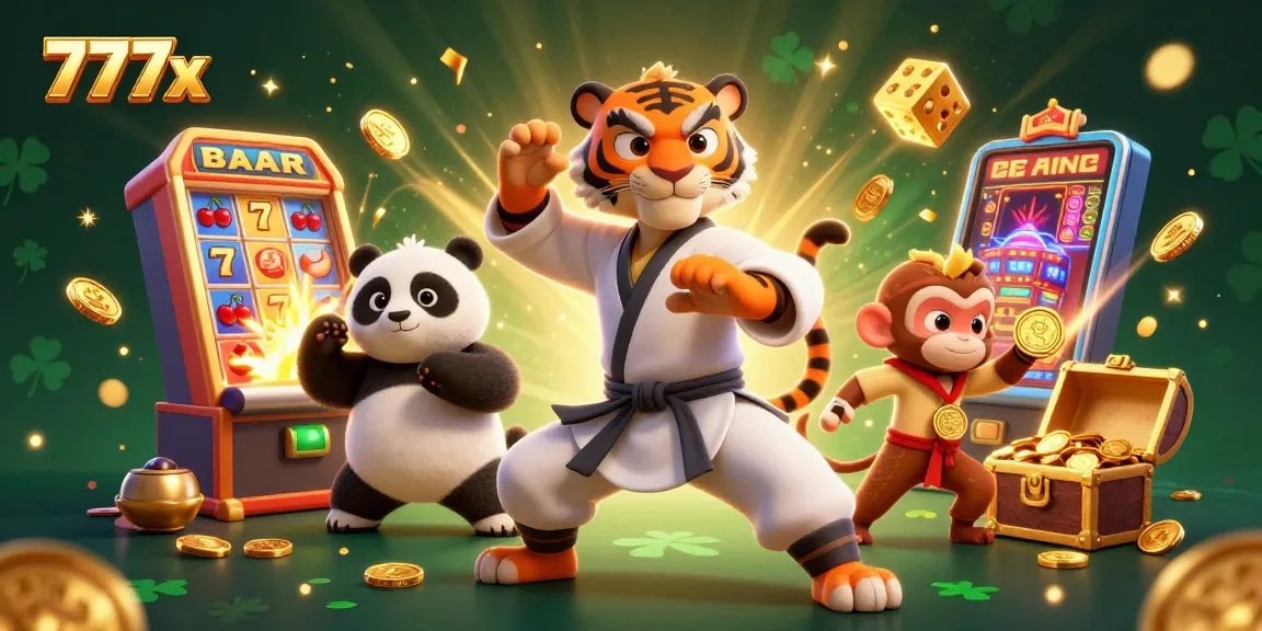 Engage with thrilling slots at 777x, featuring vibrant characters and exciting jackpot elements in a bustling casino scene.
