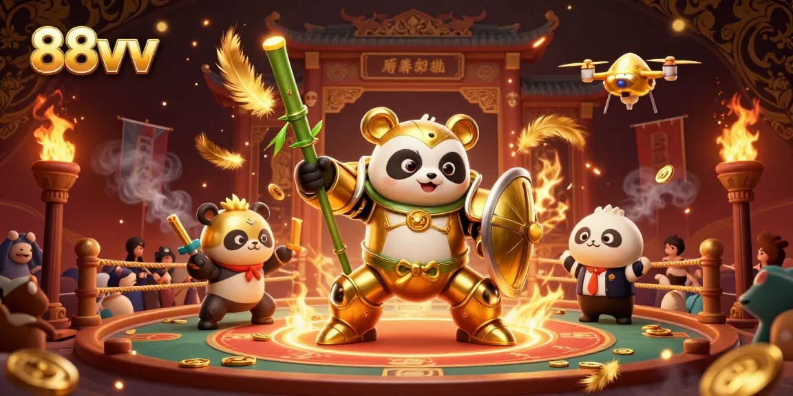 Experience the thrill of 88vv with a dynamic 3D gambling arena featuring unique characters and elements.