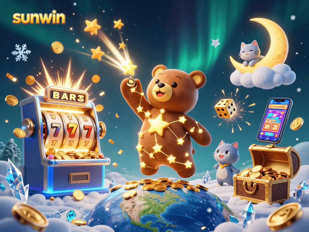 Experience the excitement of sunwin with a jackpot explosion and colorful casino elements.