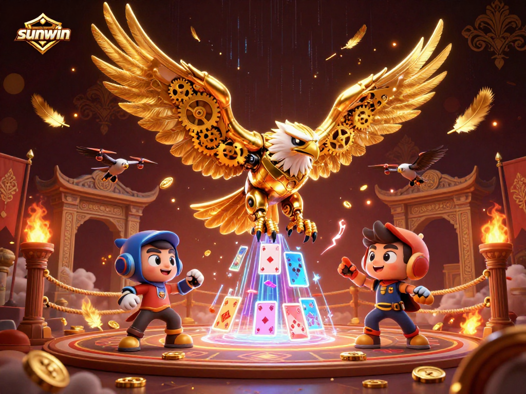 Experience the thrill of slots and jackpots with sunwin in this vibrant 3D casino scene.