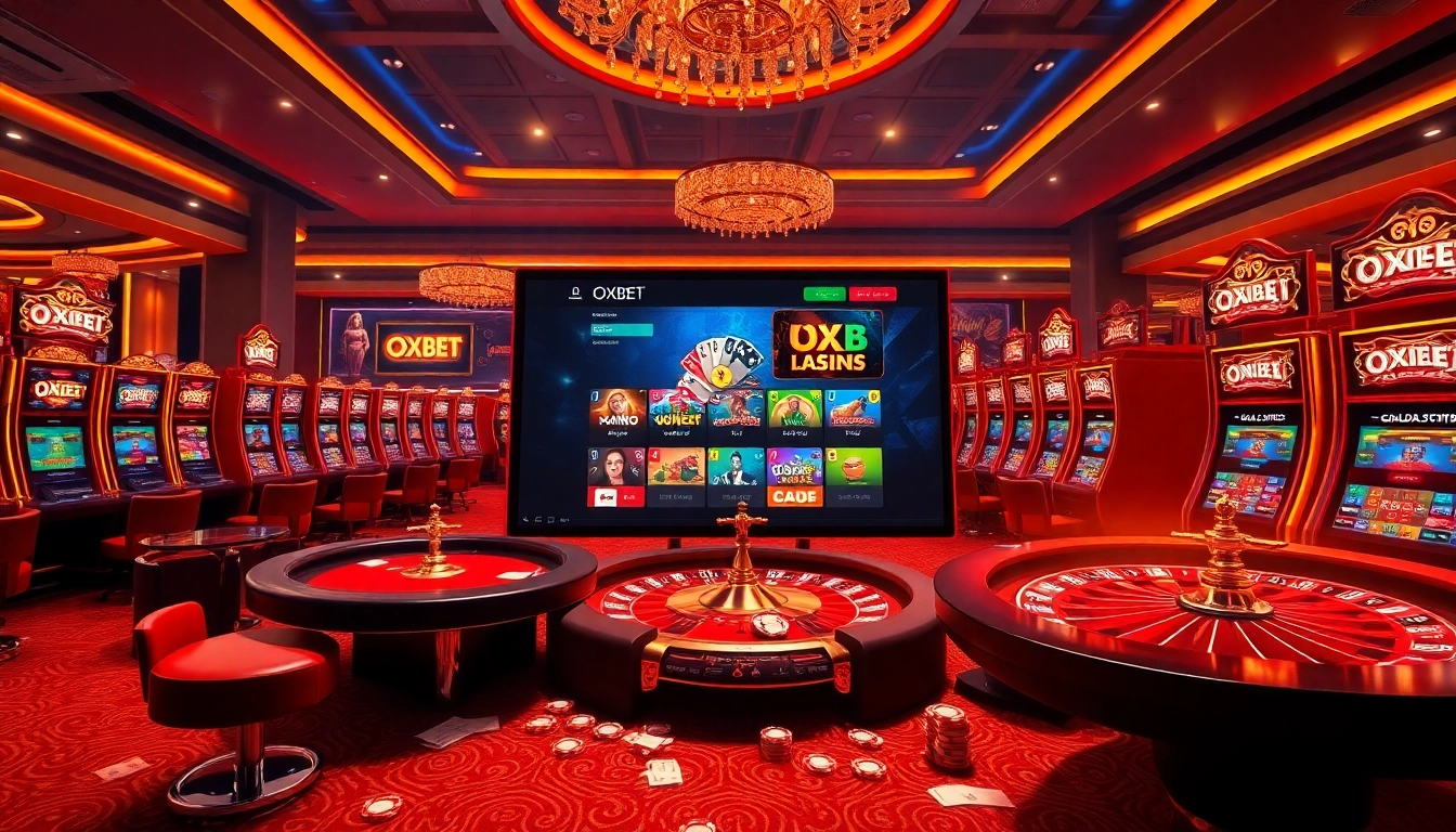 Experience the excitement of OXBET with a vibrant online casino scene featuring poker and roulette.