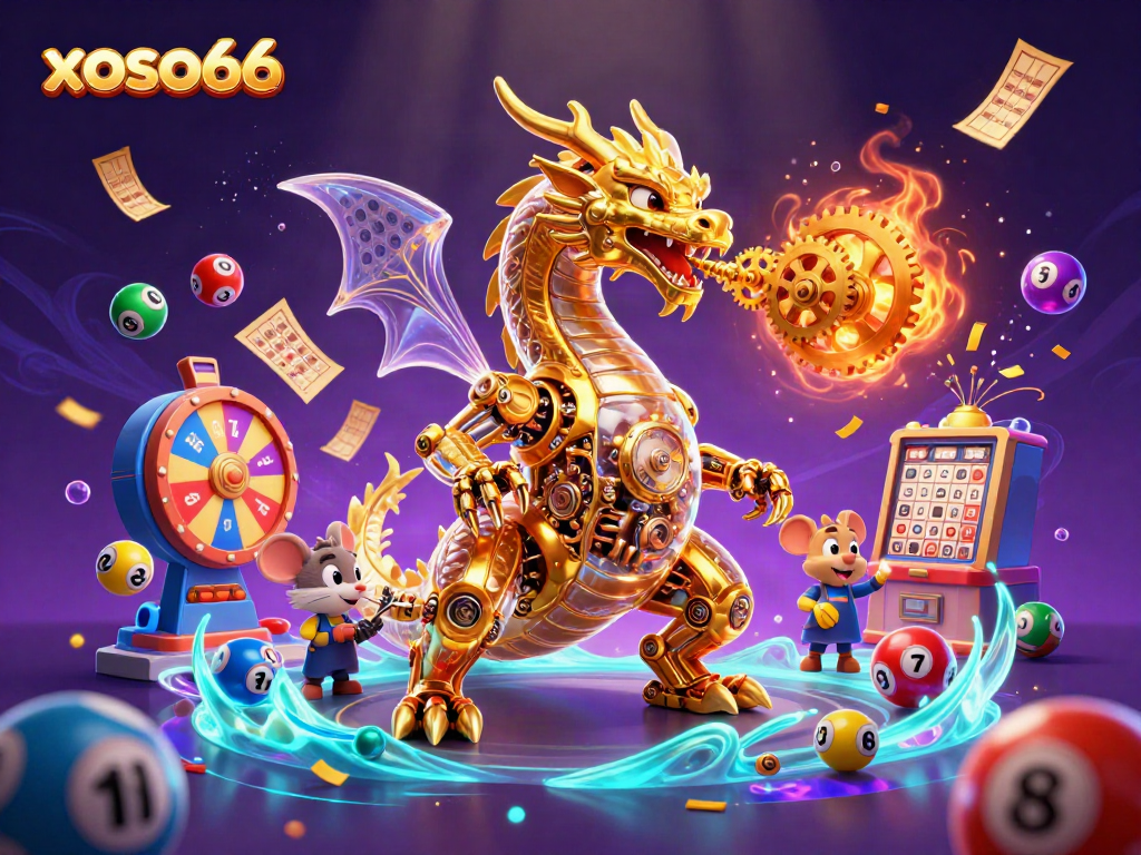 Engage in thrilling lottery games at xoso66, featuring dynamic golden dragon and casino elements.