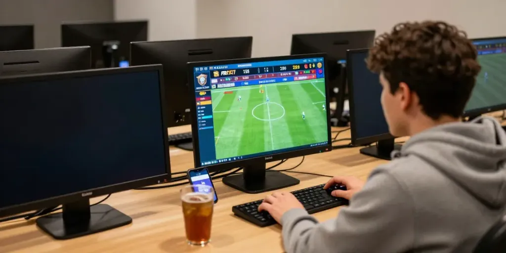 Engaged player at https://fabet.com.mx/ live betting, displaying real-time sports odds and match statistics.