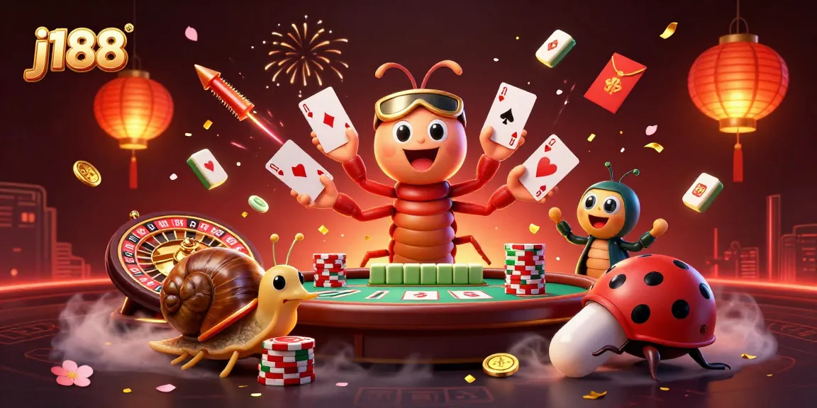 Experience thrilling moments at j188 with a dynamic casino scene featuring cards, chips, and vibrant elements.