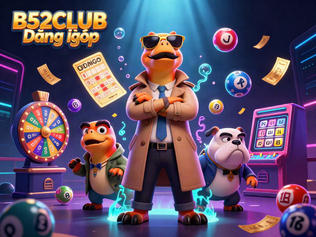 Experience the thrill of B52CLUB Đăng nhập with vibrant casino elements and cartoon characters in action.