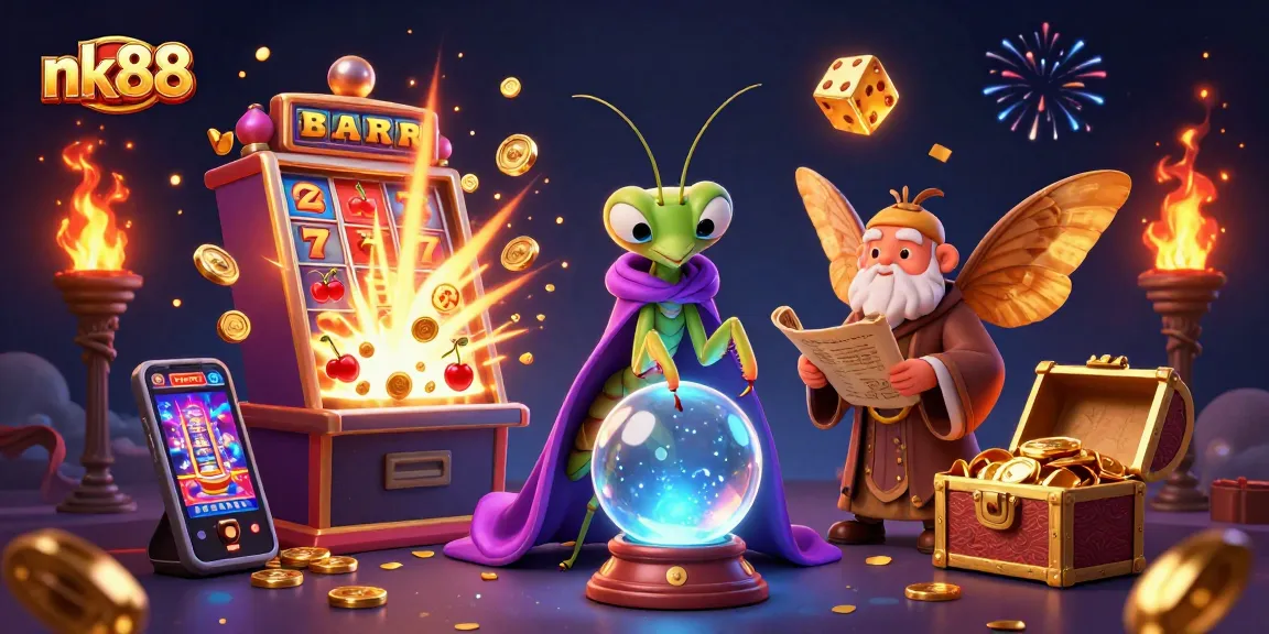 Experience nk88's thrilling casino vibe with dynamic elements and colorful characters.