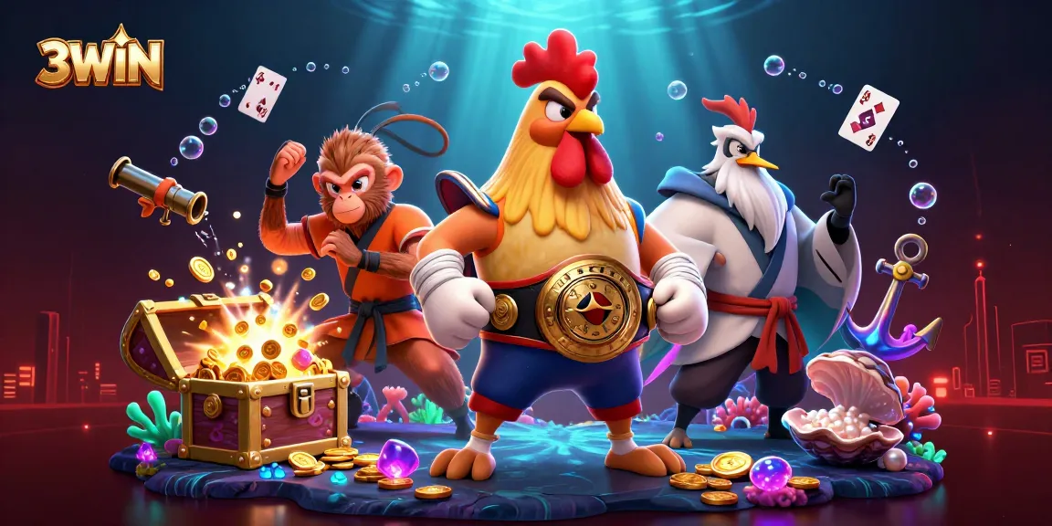 3WIN captures the thrilling energy of online gaming with unique characters and casino elements.