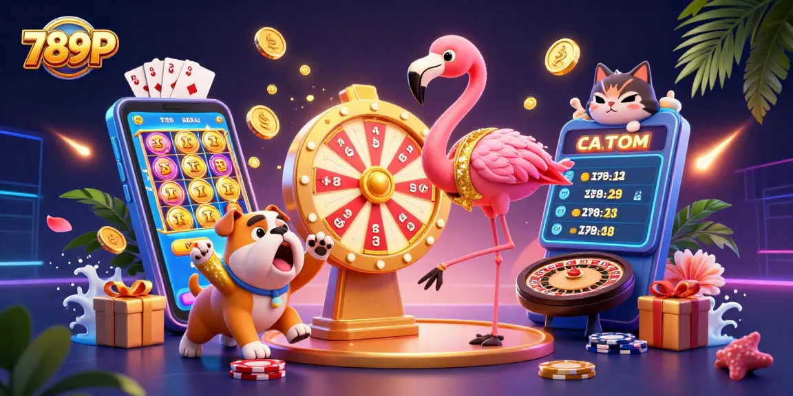 Engage in thrilling casino action with 789P's colorful slots, golden rewards, and vibrant characters.