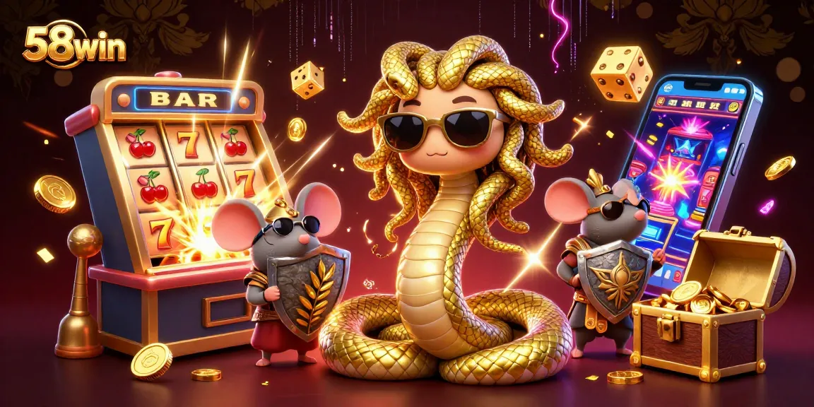 Engage with 58win's thrilling casino experience through dynamic slot machines and interactive characters.