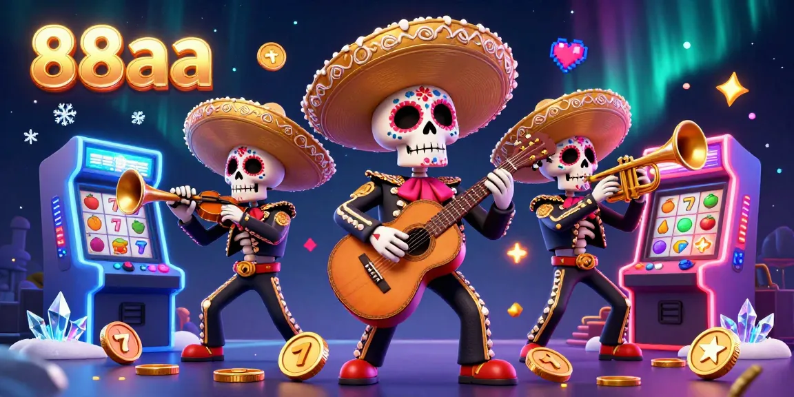 Join the 88aa fiesta with a vibrant 3D mariachi band amidst a lively casino theme.