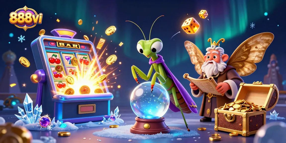 Experience 888vi's thrilling jackpot adventure with vibrant elements of slots and enchanting characters.