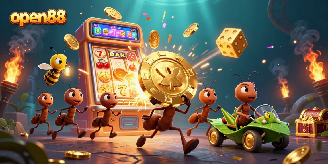 Engage with thrilling action at open88 featuring ants on a heist with casino elements.