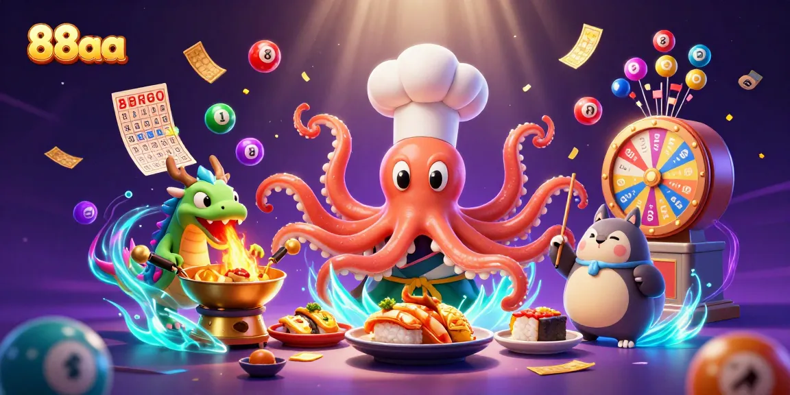 Experience the excitement at 88aa with vibrant lottery action, colorful elements, and dynamic 3D characters.